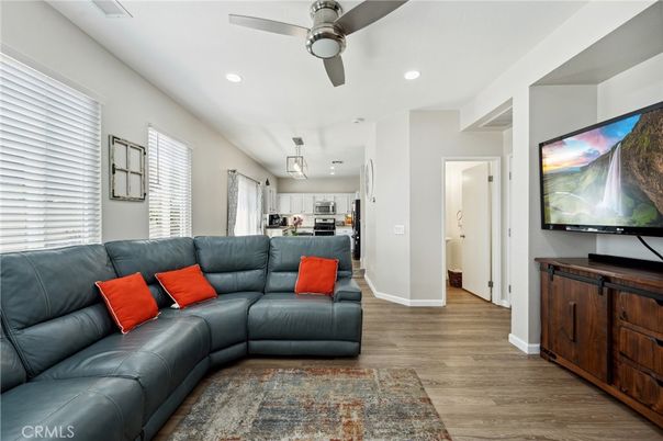 Interior, Kitchen, Living room, Pendant Lights, Recessed Lighting, Wood Texture Flooring
