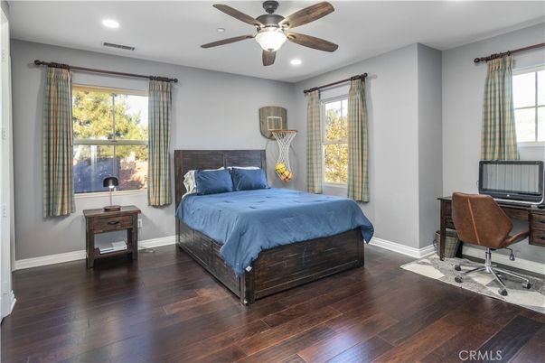 Bedroom, Home Office, Interior, Recessed Lighting, Wood Texture Flooring