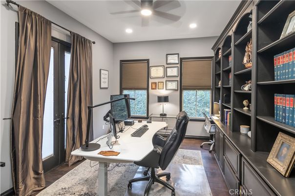 Home Office, Interior, Recessed Lighting, Wood Texture Flooring