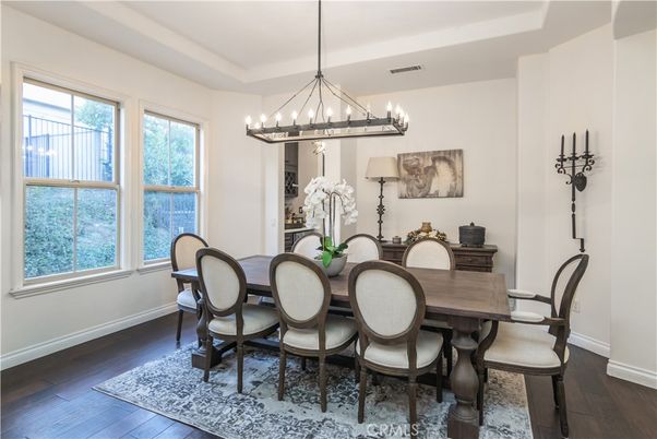 Chandelier, Dining room, Interior, Wood Texture Flooring