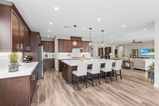 Interior, Kitchen, Pendant Lights, Recessed Lighting, Wood Texture Flooring