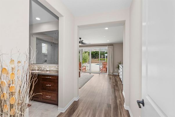 Bathroom, Interior, Recessed Lighting, Wood Texture Flooring