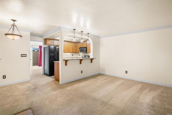 Empty room, Interior, Kitchen, Pendant Lights