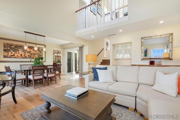 Dining room, Interior, Living room, Pendant Lights, Recessed Lighting, Wood Texture Flooring