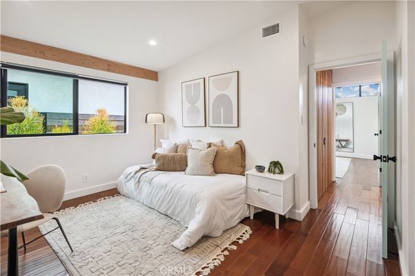 Bedroom, Interior, Recessed Lighting, Water, Wood Texture Flooring