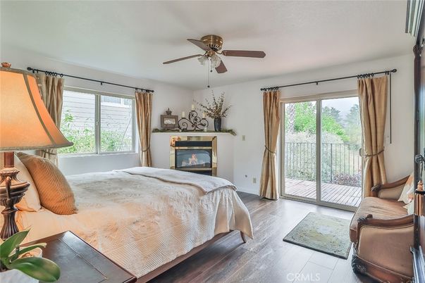 Bedroom, Fireplace, Interior, Wood Texture Flooring