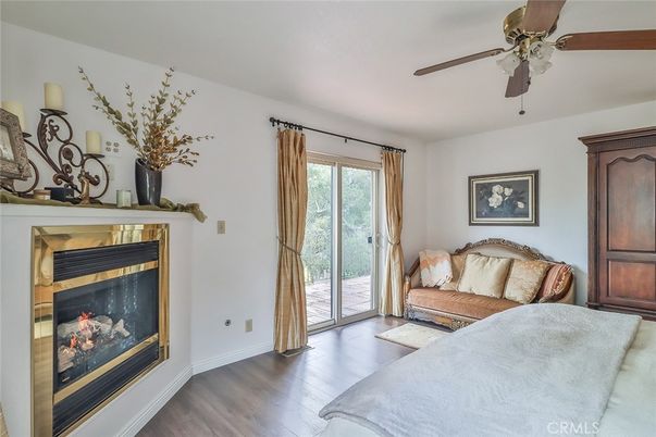 Bedroom, Fireplace, Interior, Wood Texture Flooring