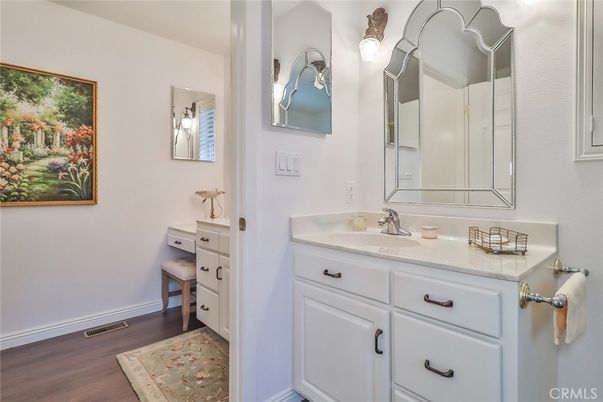 Bathroom, Dual Sink Vanities, Interior, Wood Texture Flooring