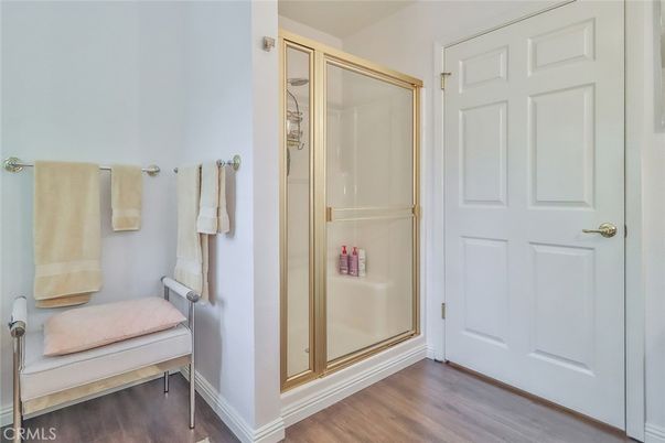 Bathroom, Glass Shower, Interior, Wood Texture Flooring