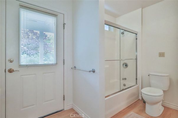 Bathroom, Glass Shower, Interior, Wood Texture Flooring