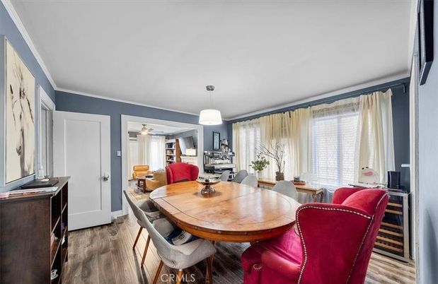 Dining room, Interior, Living room, Pendant Lights, Wood Texture Flooring