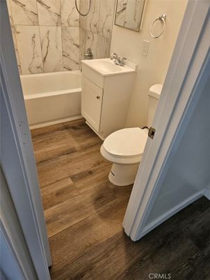 Bathroom, Interior, Marble Walls, Wood Texture Flooring