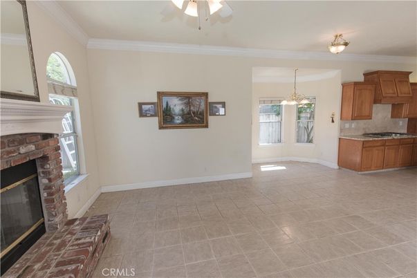 Empty room, Fireplace, Interior, Kitchen, Pendant Lights