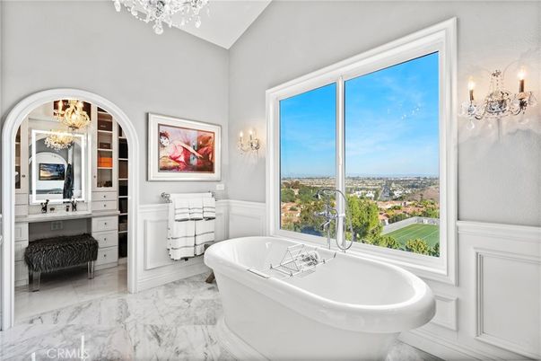 Bathroom, Chandelier, Free Standing Baths, Interior, Marble