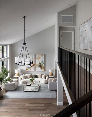 Chandelier, Interior, Living room, Pendant Lights, Recessed Lighting, Wood Texture Flooring
