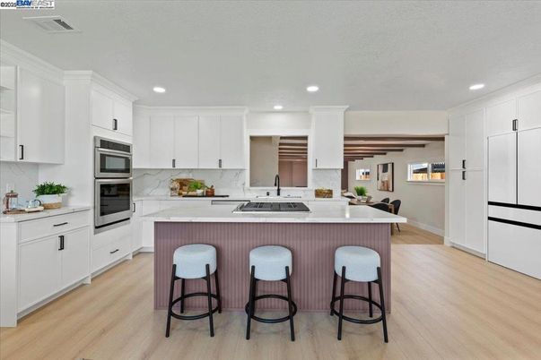 Interior, Kitchen, Recessed Lighting, Stainless Steel Appliances, Wooden Beams, Wood Texture Flooring