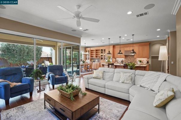 Interior, Kitchen, Living room, Pendant Lights, Recessed Lighting, Stainless Steel Appliances, Wood Texture Flooring