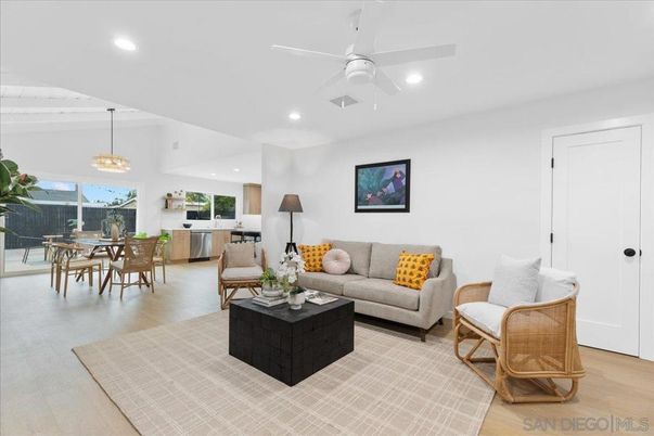 Dining room, Interior, Kitchen, Living room, Pendant Lights, Recessed Lighting, Stainless Steel Appliances, Wood Texture Flooring