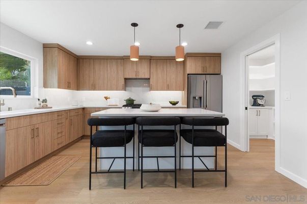 Interior, Kitchen, Pendant Lights, Recessed Lighting, Wood Texture Flooring