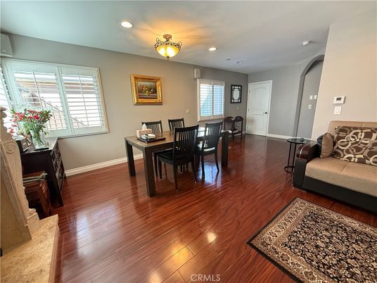 Dining room, Interior, Recessed Lighting, Wood Texture Flooring