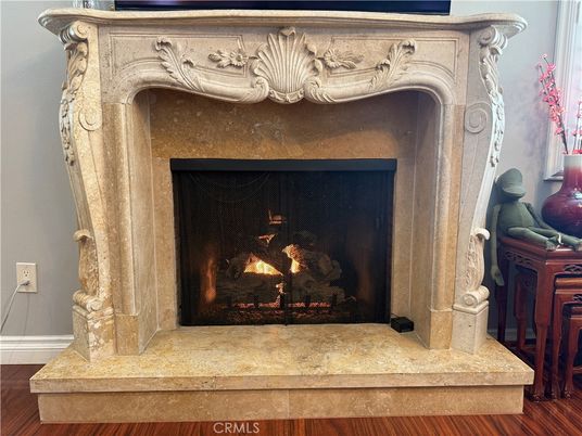 Fireplace, Interior, Wood Texture Flooring
