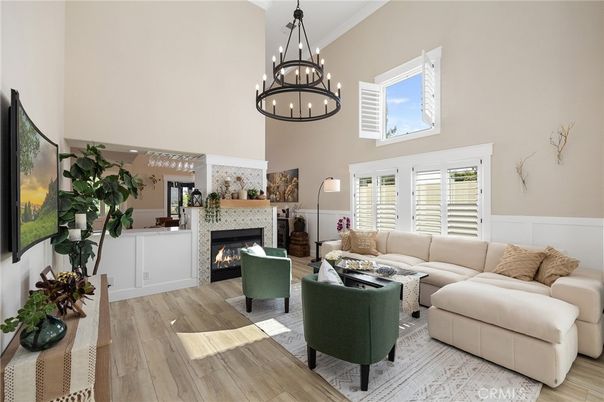 Chandelier, Fireplace, Interior, Living room, Wood Texture Flooring