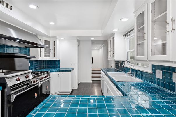 Interior, Kitchen, Recessed Lighting, Stainless Steel Appliances, Tile Countertops