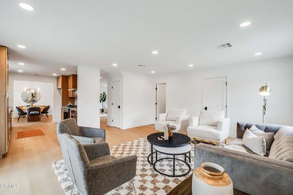 Dining room, Interior, Kitchen, Living room, Pendant Lights, Recessed Lighting, Wood Texture Flooring