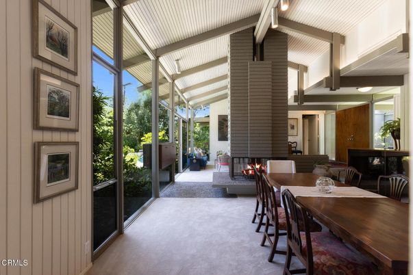 Dining room, Fireplace, Interior, Sun Room