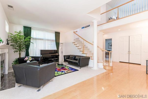 Fireplace, Interior, Living room, Piano, Recessed Lighting, Wood Texture Flooring