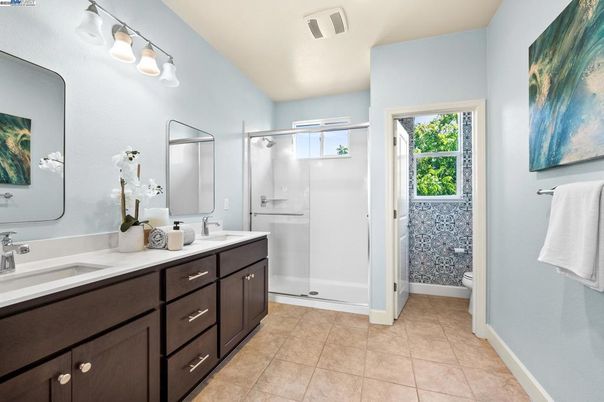 Bathroom, Dual Sink Vanities, Glass Shower, Interior