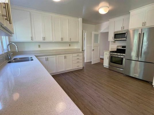 Interior, Kitchen, Stainless Steel Appliances, Wood Texture Flooring