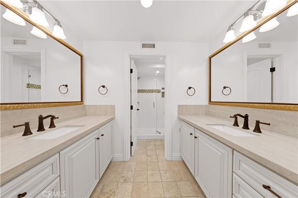 Bathroom, Dual Sink Vanities, Glass Shower, Interior