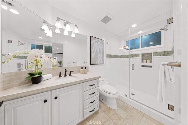 Bathroom, Glass Shower, Interior, Recessed Lighting