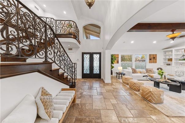 Interior, Living room, Recessed Lighting, Wooden Beams