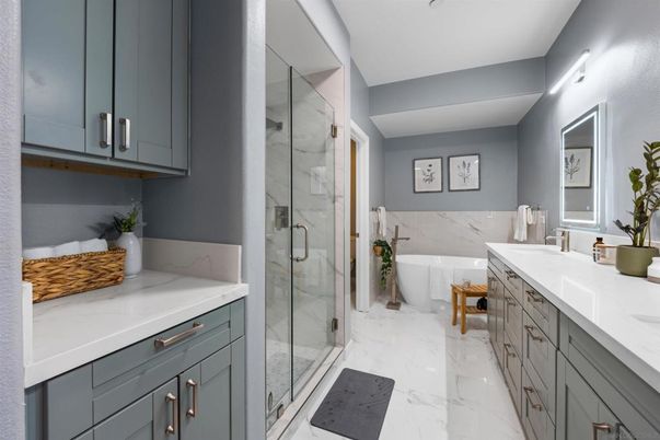 Bathroom, Glass Shower, Interior, Marble, Marble Walls