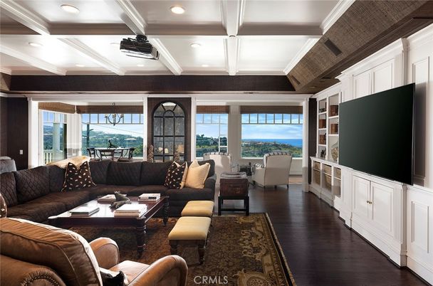 Dining room, Interior, Living room, Recessed Lighting, Water, Wood Texture Flooring