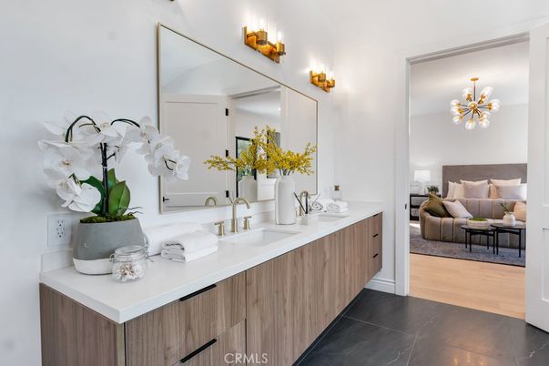 Bathroom, Bedroom, Dual Sink Vanities, Interior, Wood Texture Flooring
