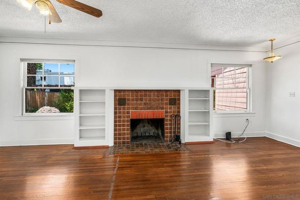 Empty room, Fireplace, Interior, Wood Texture Flooring
