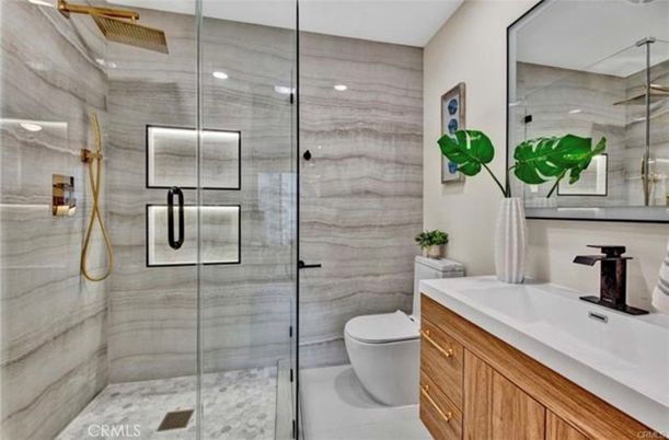 Bathroom, Glass Shower, Interior, Recessed Lighting