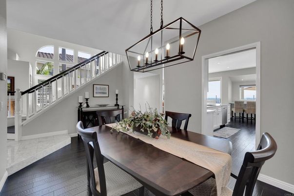 Chandelier, Dining room, Interior, Pendant Lights, Wood Texture Flooring