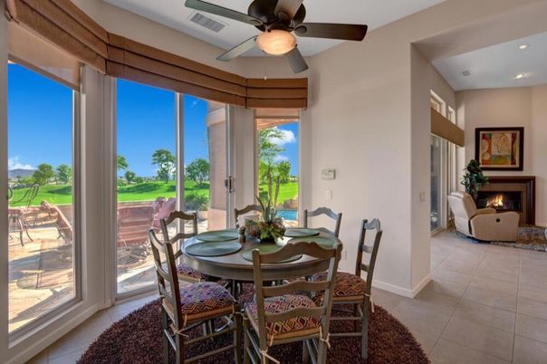 Dining room, Fireplace, Interior, Recessed Lighting
