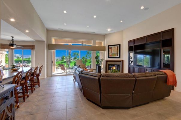 Dining room, Fireplace, Interior, Living room, Recessed Lighting