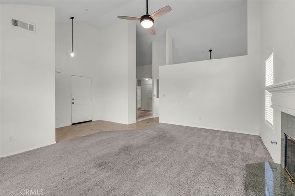 Empty room, Fireplace, Interior, Pendant Lights