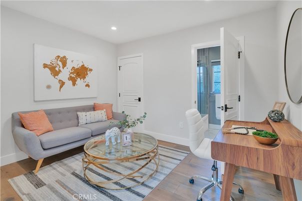 Home Office, Interior, Living room, Recessed Lighting, Wood Texture Flooring
