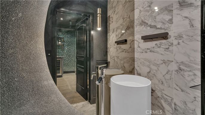 Bathroom, Glass Shower, Interior, Marble, Marble Walls, Wood Texture Flooring