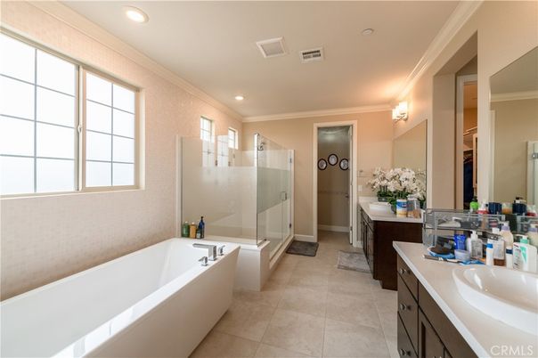 Bathroom, Dual Sink Vanities, Glass Shower, Interior, Recessed Lighting
