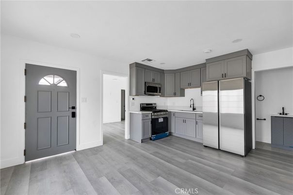 Interior, Kitchen, Stainless Steel Appliances, Wood Texture Flooring