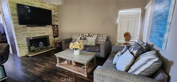 Fireplace, Interior, Living room, Stone Walls, Wood Texture Flooring