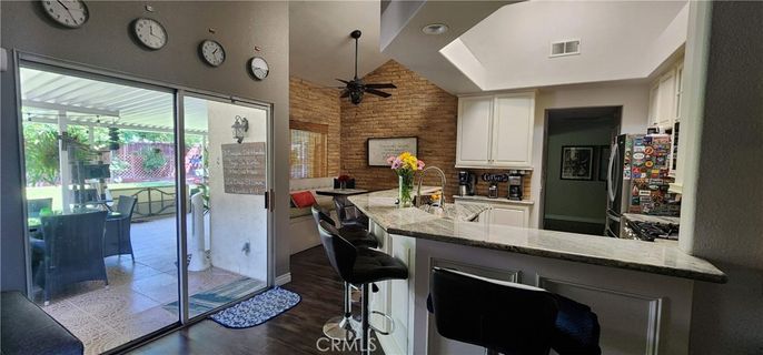 Interior, Kitchen, Stone Walls, Wood Texture Flooring